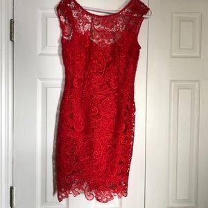 Red lace cocktail dress